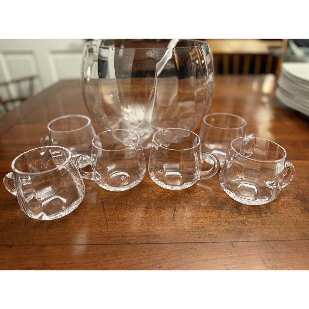 Artland Simplicity Glass Punch Bowl Set - 8 Piece Set: Bowl, Ladle, & 6 Cups